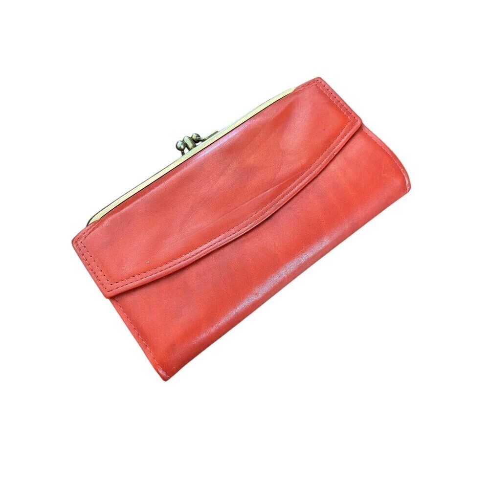Rolfs Wallet Womens One Size Red Leather Envelope Kiss Lock Coin Cowhide ID